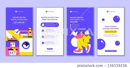 Hand Drawn Laundry Service Social Media Stories with Flat Cartoon Style Illustration Hand Drawn Laundry Service Social Media Stories with Flat Cartoon Style Illustration 136339336