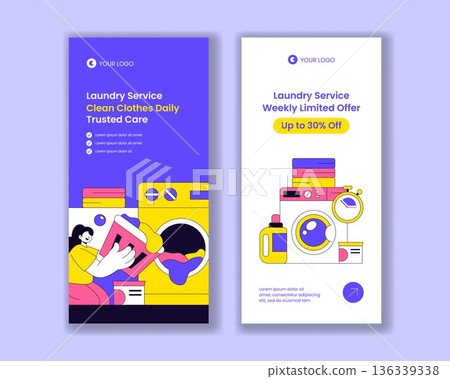 Vertical Banner Laundry Service Flat Cartoon Hand Drawn Background Illustration Vertical Banner Laundry Service Flat Cartoon Hand Drawn Background Illustration 136339338
