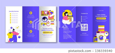 Laundry Service Brochure Flat Cartoon Hand Drawn Background Illustration Design Laundry Service Brochure Flat Cartoon Hand Drawn Background Illustration Design 136339340
