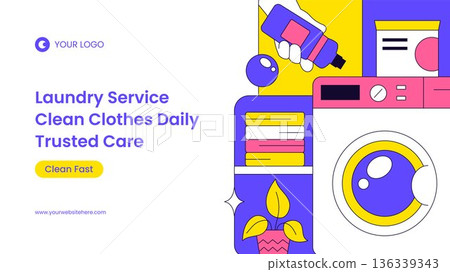 Laundry Service Thumbnail Flat Cartoon Hand Drawn Background Illustration Laundry Service Thumbnail Flat Cartoon Hand Drawn Background Illustration 136339343