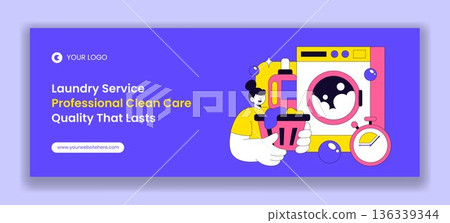 Cover Design for Laundry Service Flat Cartoon Hand Drawn Illustration 136339344