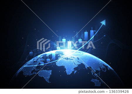 Abstract global network connection on technology background with Business candle stick graph chart of stock market investment trading. Vector illustration Abstract global network connection on technology background with Business candle stick graph chart of stock market investment trading. Vector illustration 136339426
