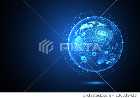 Global network connection. World map point and line composition concept of global business. Vector Illustration 136339428