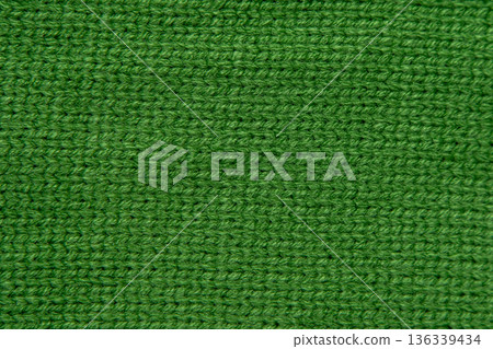 Green Knit Fabric wool sweater texture background 136339434