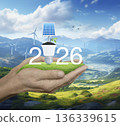 Happy new year 2026 green ecology and saving energy concept, Generative AI 136339615