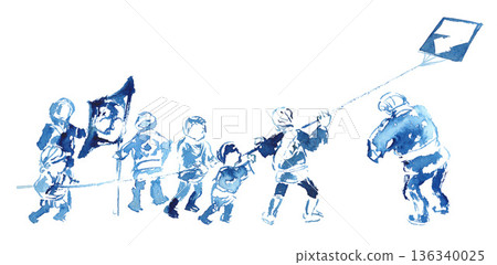 Illustration of people flying kites at the Hamamatsu Festival 136340025