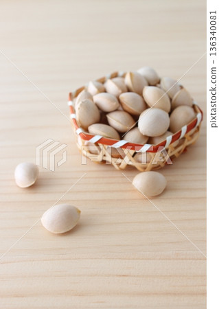 Ginkgo seeds with shells (close-up) [Simple, natural, copy space] 136340081