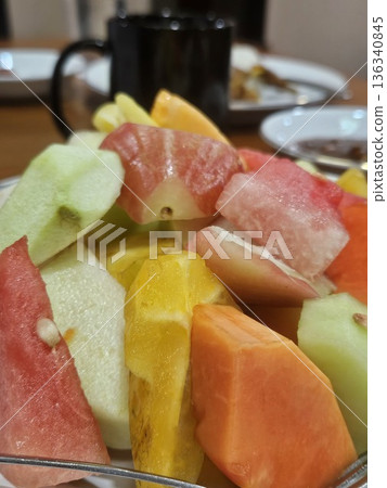 This is traditional food from Indonesia named Rujak Buah 136340845