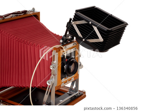 A wooden 8x10 camera on a tripod A wooden 8x10 camera on a tripod 136340856