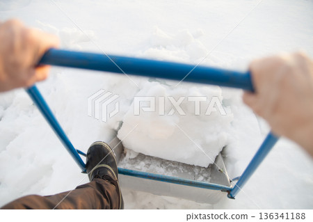 Snow removal with a snow dump Snow removal with a snow dump 136341188