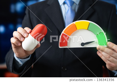 High efficiency of the new drug. An innovative treatment approach with positive clinical trial results. Medical progress story about safety, research and patient hope. 136341356