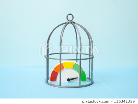 The scale showing the maximum value is closed in a cage cell. High efficiency. Data encryption and concealment. Contain growth. Concept reflects secure metrics and protected analytics The scale showing the maximum value is closed in a cage cell. High efficiency. Data encryption and concealment. Contain growth. Concept reflects secure metrics and protected analytics 136341389