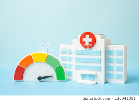 High efficiency of the hospital and medical system. Healthcare performance highlights quality service, patient care standards, medical staff coordination, and system reliability 136341391