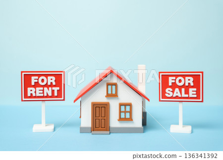 Buy or rent a house. Sell the house or rent it out for regular income. Property decision concept shows investment strategy, housing market choice, and income planning Buy or rent a house. Sell the house or rent it out for regular income. Property decision concept shows investment strategy, housing market choice, and income planning 136341392