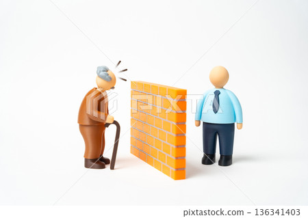 An elderly man cannot get through to officials. A wall of misunderstanding between pensioners and officials. Communication gaps reveal service barriers, rights awareness and advocacy needs. An elderly man cannot get through to officials. A wall of misunderstanding between pensioners and officials. Communication gaps reveal service barriers, rights awareness and advocacy needs. 136341403