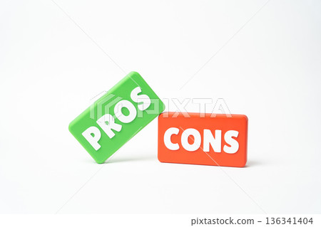 Pros and cons. Predominance of positive qualities over negative ones. Balanced evaluation guides decisions. Analytical thinking helps compare risks, benefits and strategic choices. 136341404