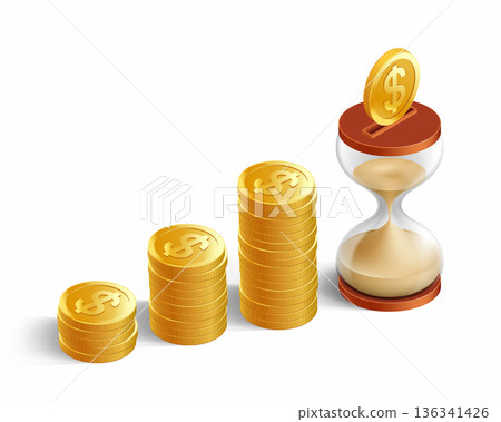 Growing financial chart from stacks of coins. Growing financial chart from stacks of coins. 136341426