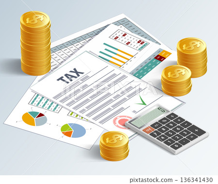 Tax form document. Paperwork with financial data Tax form document. Paperwork with financial data 136341430