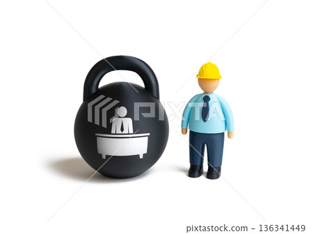 A construction engineer and a burden of officials and bureaucracy. Bureaucracy hinders the implementation of projects and construction. Delays raise costs. Regulation pressure slows development. 136341449