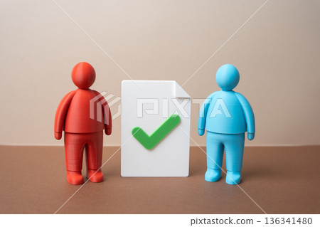 Signing of an agreement between the parties to the negotiations. Sign a contract, conclude a deal. Partnership moment showing trust, commitment, and formal business cooperation 136341480
