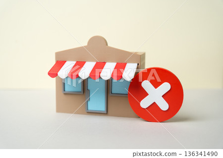 Store closure. Going out of business. Store maintenance break. Retail shutdown signals market pressure. Small business struggles show changing demand and survival challenges for local shops 136341490