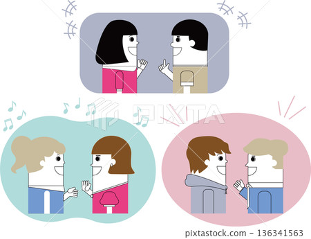 兩個木偶般的人物正在對話的插圖 136341563