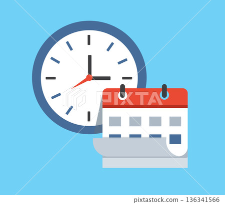 Schedule Planning with Clock and Calendar vector illustration 136341566