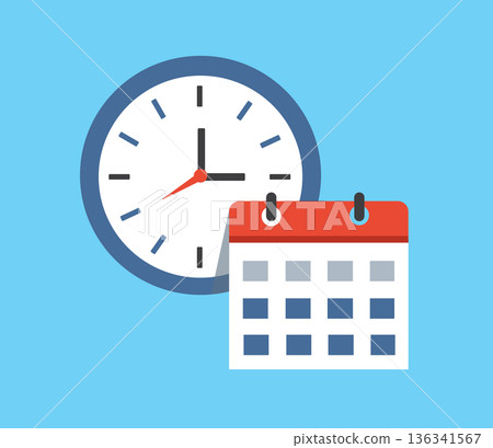 Schedule Planning with Clock and Calendar vector illustration 136341567