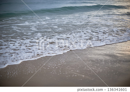 Gentle wave on sandy shore Gentle wave on sandy shore 136341601