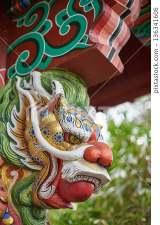 Ornate Asian temple dragon guardian Ornate Asian temple dragon guardian 136341606