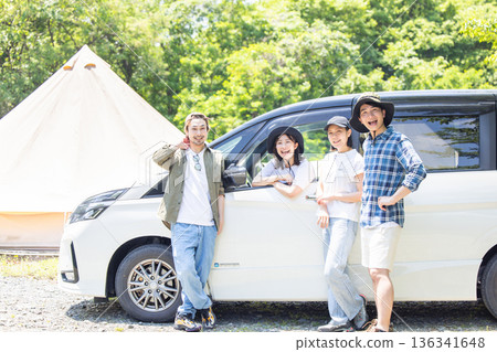 Young people enjoying camping 136341648