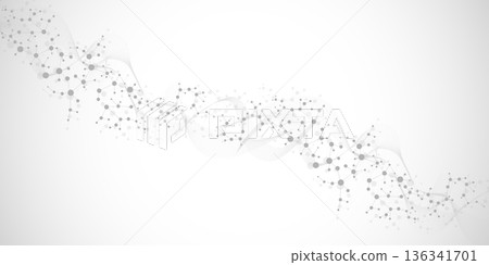 Structure molecule and communication. Dna, atom, neurons. Scientific concept for your design. Connected lines with dots. Medical, technology, chemistry, science background. illustration 136341701