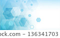 Health care or medical abstract background with hexagons, lines and dots. Scientific innovation banner template concept. Biology and pharmaceutical technology background. illustration. 136341703