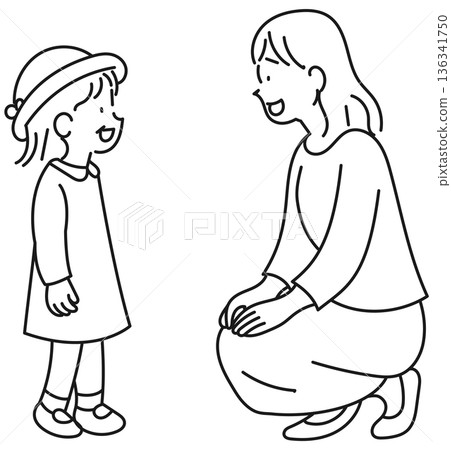 Mother and daughter chatting face to face 136341750