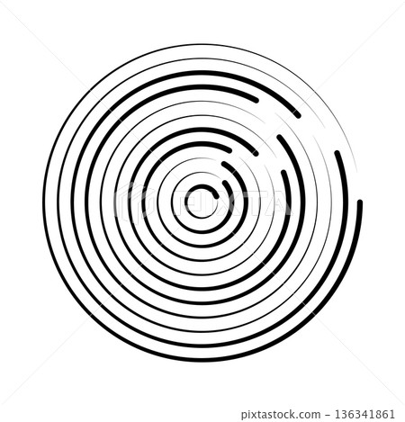 Halftone speed lines circle. Geometric art in circle form. Round swirl movement symbol. Halftone circular frame. Vector design element Halftone speed lines circle. Geometric art in circle form. Round swirl movement symbol. Halftone circular frame. Vector design element 136341861