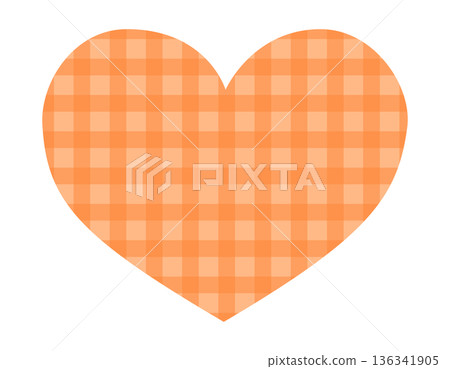 Simple checkered heart frame material in orange 136341905