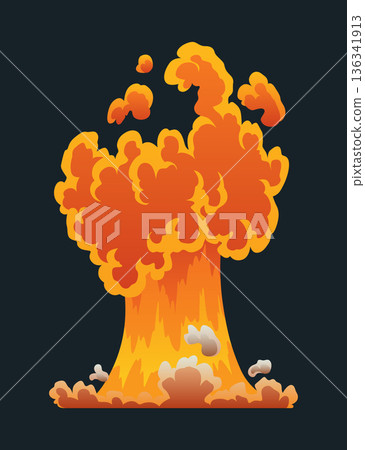 Explosion animation. Animation for game of the explosion effect. Cartoon animation for game. Exploding effect. Hand drawn vector illustration Explosion animation. Animation for game of the explosion effect. Cartoon animation for game. Exploding effect. Hand drawn vector illustration 136341913