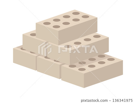 Building material. Concrete blocks. Cartoon supplies for buildings works. Construction concept. Illustration can be used for construction sites or illustrate renovation works Building material. Concrete blocks. Cartoon supplies for buildings works. Construction concept. Illustration can be used for construction sites or illustrate renovation works 136341975