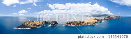 Drone panorama of Point of Saint Lawrence Madeira, Ilheu do Farol lighthouse Drone panorama of Point of Saint Lawrence Madeira, Ilheu do Farol lighthouse 136341976