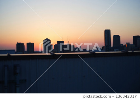 city in sundown 136342317