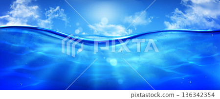 Underwater sea or ocean view with sunlight rays 136342354