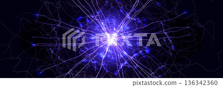 Neuron Firing Human Brain Neural Network Innovate Science Technology Background. Medical Neurology Bio Tech Scientific Research Banner Flash Glow Fractal. Blue AI Digital Net. Vector Illustration Neuron Firing Human Brain Neural Network Innovate Science Technology Background. Medical Neurology Bio Tech Scientific Research Banner Flash Glow Fractal. Blue AI Digital Net. Vector Illustration 136342360