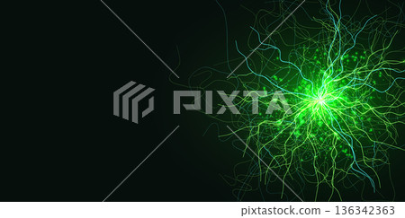 Medical Biotech Science Lab Research Background. Biotechnology Health Laboratory Backdrop for Bio Technology Forum Conference Design, Health Care Nano Tech. Green Cell Bacteria. Vector Illustration 136342363