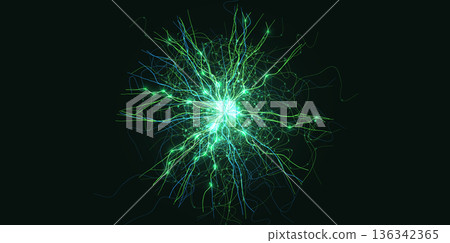 Medical Biotech Science Lab Research Background. Biotechnology Health Laboratory Backdrop for Bio Technology Forum Conference Design, Health Care Nano Tech. Green Cell Bacteria. Vector Illustration 136342365