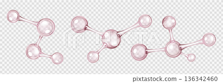 3D molecular structure, transparent glass atoms 136342460
