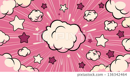 Comic book bursting sky background with clouds Comic book bursting sky background with clouds 136342464