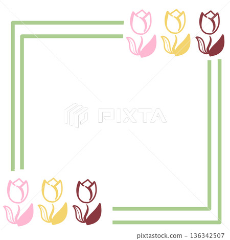 Spring tulip flower frame Spring tulip flower frame 136342507