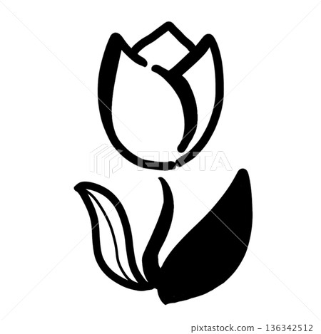 鬱金香簡約線條畫圖示素材 鬱金香簡約線條畫圖示素材 136342512