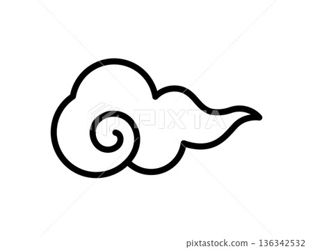 Simple line drawing icon with a Japanese-style cloud motif. Vector illustration 136342532