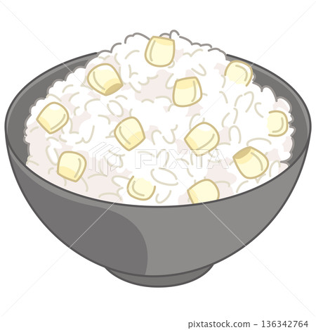 用白玉米煮熟的米飯示意圖 136342764